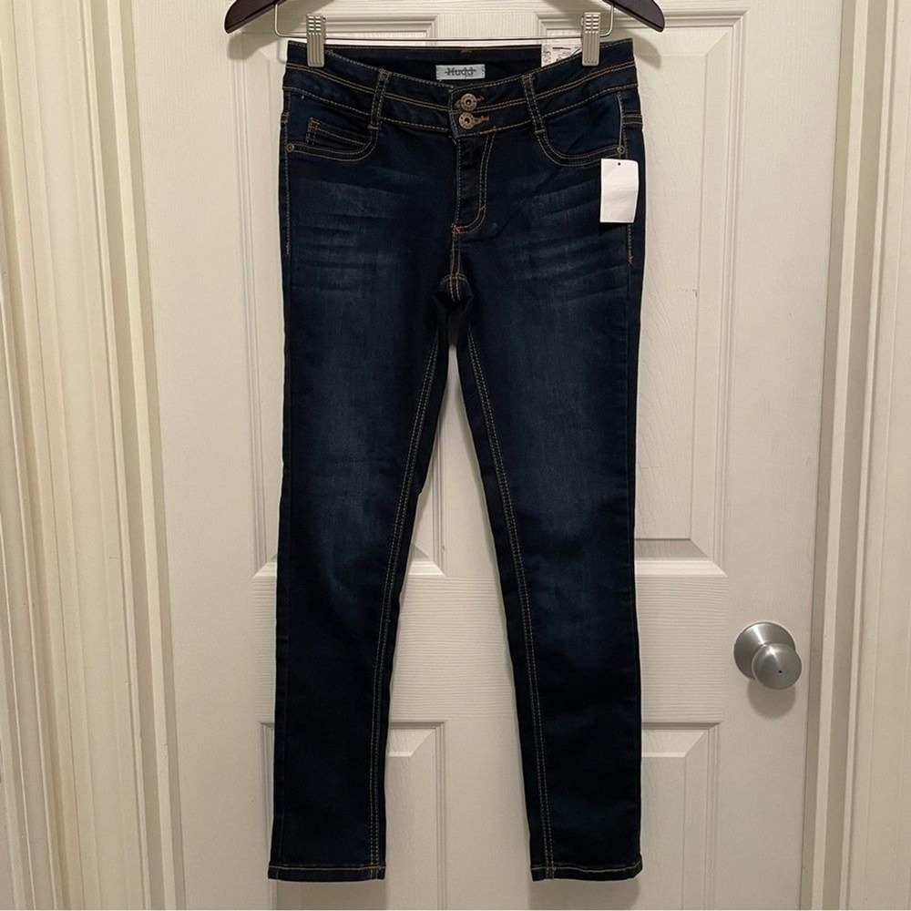 NEW Mudd Girls Dark Wash Skinny Jeans Juniors Size 14 Adjustable‎ Waist NWT